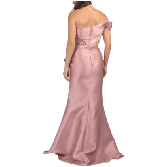 TERANI One Shoulder Embroidered Floral Applique Gown - Picture 2 of 3